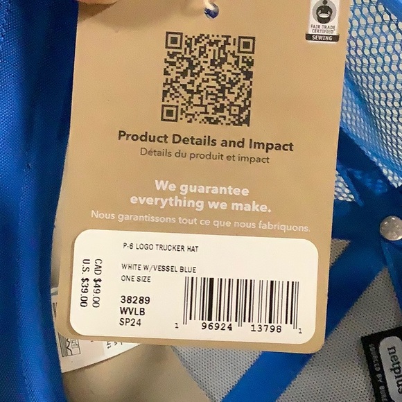 Patagonia Blue and White P6 logo trucker Hat - Picture 7 of 7